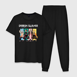 Пижама хлопковая мужская Истребители демонов, цвет: черный