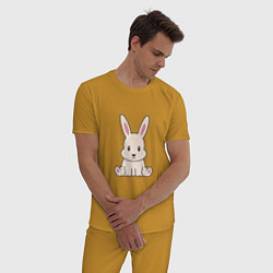 Пижама хлопковая мужская Зайчишка, цвет: горчичный — фото 2