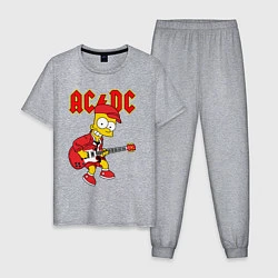 Пижама хлопковая мужская AC DC Барт Симпсон, цвет: меланж
