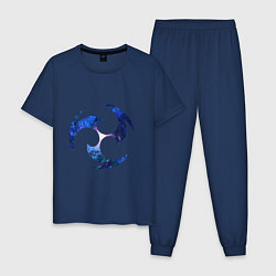 Пижама хлопковая мужская Космический электро, цвет: тёмно-синий