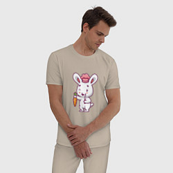 Пижама хлопковая мужская Кролик повар, цвет: миндальный — фото 2