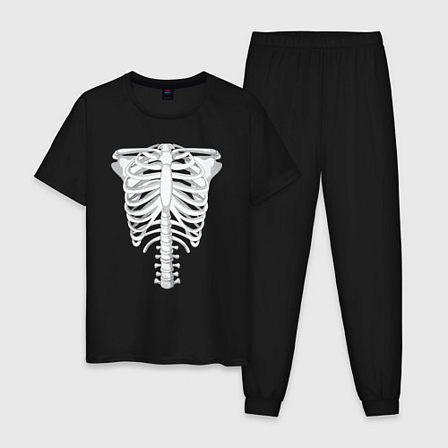 Мужская пижама Скелет грудная клетка / Черный – фото 1