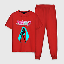 Пижама хлопковая мужская Вокалоид Хацуне Мику, цвет: красный