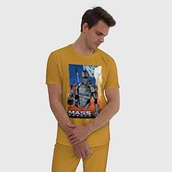 Пижама хлопковая мужская Mass Effect N7 - Warrior, цвет: горчичный — фото 2