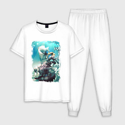 Пижама хлопковая мужская Кафка и Кикору - Кайдзю номер 8, цвет: белый