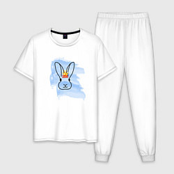 Пижама хлопковая мужская Водяной кролик- символ Нового 2023 года, цвет: белый