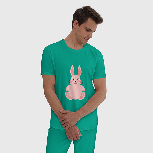 Мужская пижама Розовый зайчонок / Зеленый – фото 3