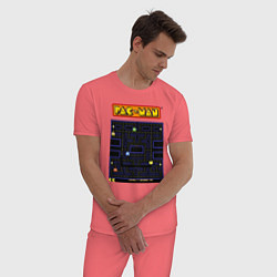 Пижама хлопковая мужская Pac-Man на ZX-Spectrum, цвет: коралловый — фото 2