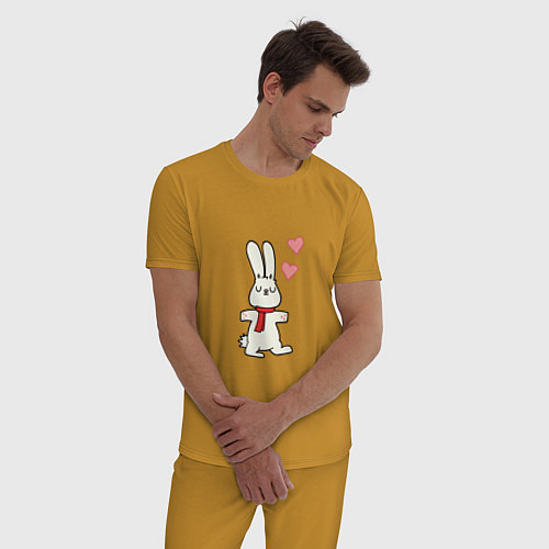Мужская пижама Кролик с сердечками / Горчичный – фото 3