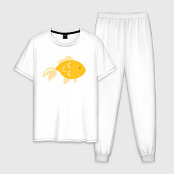 Пижама хлопковая мужская Золотая рыбкa, цвет: белый