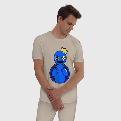 Мужская пижама Радужные друзья: Синий персонаж / Миндальный – фото 3