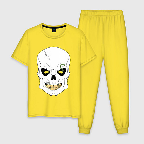 Мужская пижама Белый злой череп / Желтый – фото 1