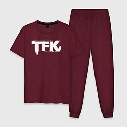Пижама хлопковая мужская Thousand Foot Krutch лого, цвет: меланж-бордовый