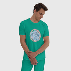 Пижама хлопковая мужская Мультяшный милый слонёнок, цвет: зеленый — фото 2