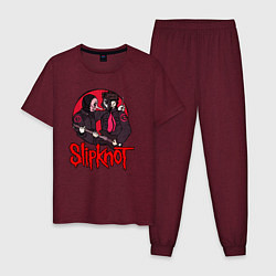 Пижама хлопковая мужская Slipknot rock, цвет: меланж-бордовый