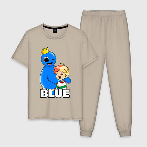 Мужская пижама Радужные друзья Синий и малыш / Миндальный – фото 1