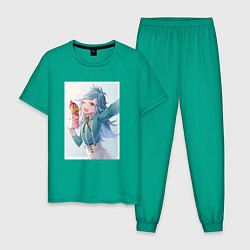 Пижама хлопковая мужская Милый Акира арт - Инцидент Кэмоно, цвет: зеленый
