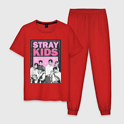 Пижама хлопковая мужская Stray Kids boy band, цвет: красный