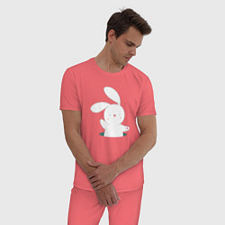 Пижама хлопковая мужская Зайка из норки, цвет: коралловый — фото 2