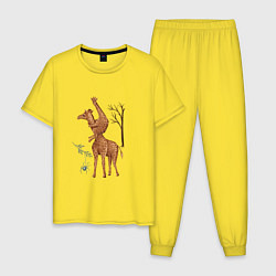 Пижама хлопковая мужская Жирафы и паук, цвет: желтый