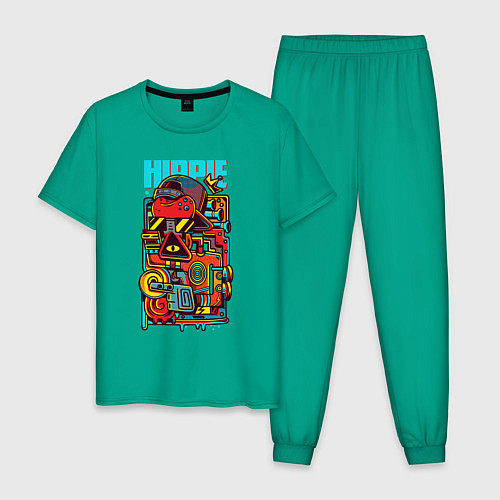 Мужская пижама Робот хиппи / Зеленый – фото 1