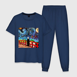 Пижама хлопковая мужская Безликий Гог, цвет: тёмно-синий