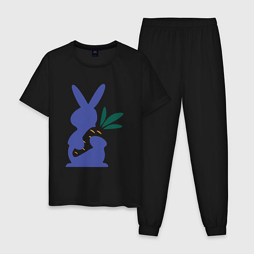 Мужская пижама Синий кролик / Черный – фото 1