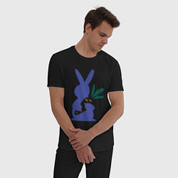 Пижама хлопковая мужская Синий кролик, цвет: черный — фото 2