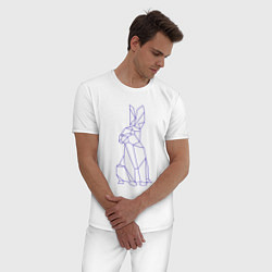 Пижама хлопковая мужская Символ 2023 - Синий Кролик, цвет: белый — фото 2