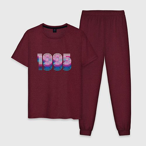 Мужская пижама 1995 год ретро неон / Меланж-бордовый – фото 1