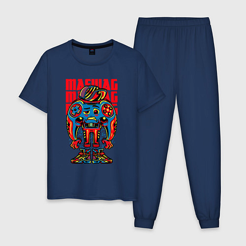 Мужская пижама Геймпад в бейсболке / Тёмно-синий – фото 1