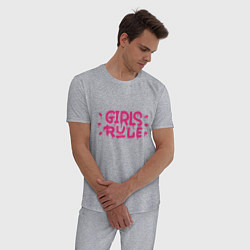 Пижама хлопковая мужская Девочки рулят, цвет: меланж — фото 2