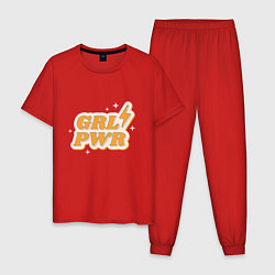 Пижама хлопковая мужская Grl pwr, цвет: красный