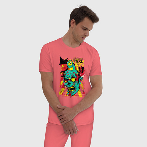 Мужская пижама Нервный зомби / Коралловый – фото 3