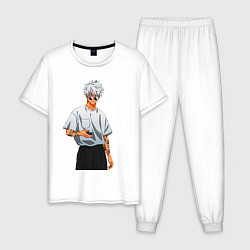Пижама хлопковая мужская Крутой Сатору Годжо, цвет: белый