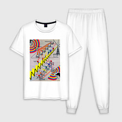 Пижама хлопковая мужская Ретро радио, цвет: белый
