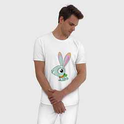 Пижама хлопковая мужская Маленький кролик, цвет: белый — фото 2