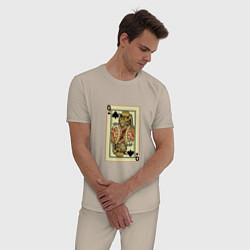 Пижама хлопковая мужская Дама кошечка, цвет: миндальный — фото 2