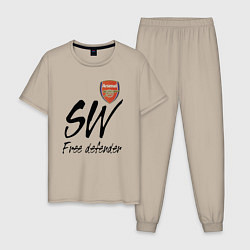 Пижама хлопковая мужская Arsenal - sweeper - England - London, цвет: миндальный