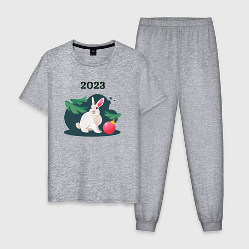 Мужская пижама Новогодний кролик 2023 / Меланж – фото 1