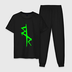 Пижама хлопковая мужская Logotype - Cyberpunk: Edgerunners, цвет: черный