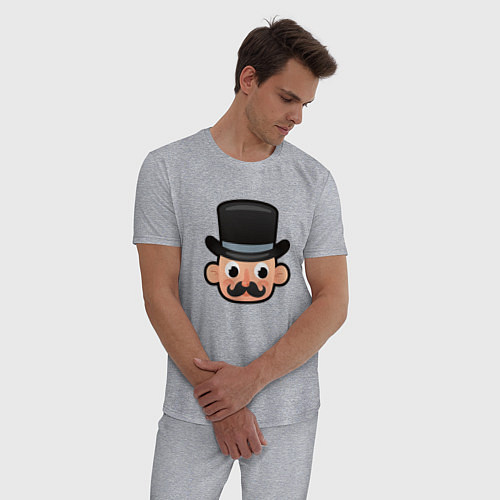 Мужская пижама Мультяшный англичанин в шляпе / Меланж – фото 3