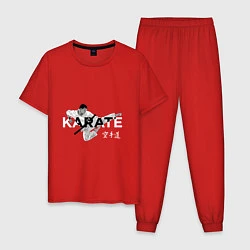 Пижама хлопковая мужская Боец карате, цвет: красный