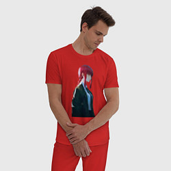Пижама хлопковая мужская Элегантная Макима, цвет: красный — фото 2