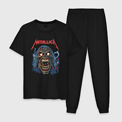 Пижама хлопковая мужская Metallica skull, цвет: черный