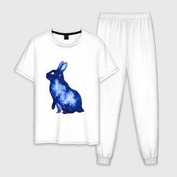 Пижама хлопковая мужская Звездный силуэт кролика, цвет: белый
