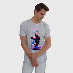 Пижама хлопковая мужская Просто Люси из киберпанка, цвет: меланж — фото 2