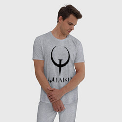 Пижама хлопковая мужская Quake I logo, цвет: меланж — фото 2