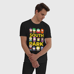 Пижама хлопковая мужская Южный парк персонажи, цвет: черный — фото 2