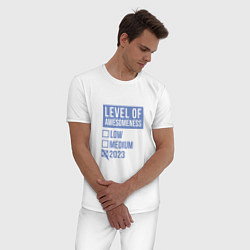 Пижама хлопковая мужская Level 2023, цвет: белый — фото 2